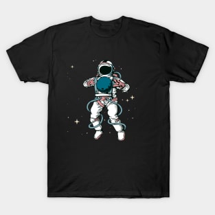 astronaut in space holding planet with stars astronaut lover T-Shirt